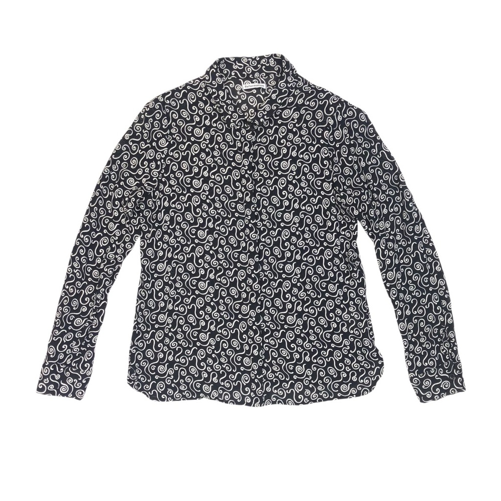 Reformation Sheer Spiral Print Button Up Long Sleeve Shirt Size Large Viscose